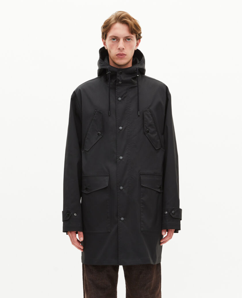 The Kooples HERREN BLACK schwarzer wasserabweisender parka mit kapuze