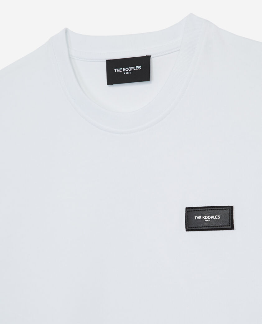 The Kooples MEN WHITE cotton loose white t-shirt leather badge