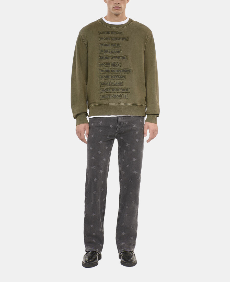 The Kooples HOMME OLIVE NIGHT sweatshirt à patchs kaki