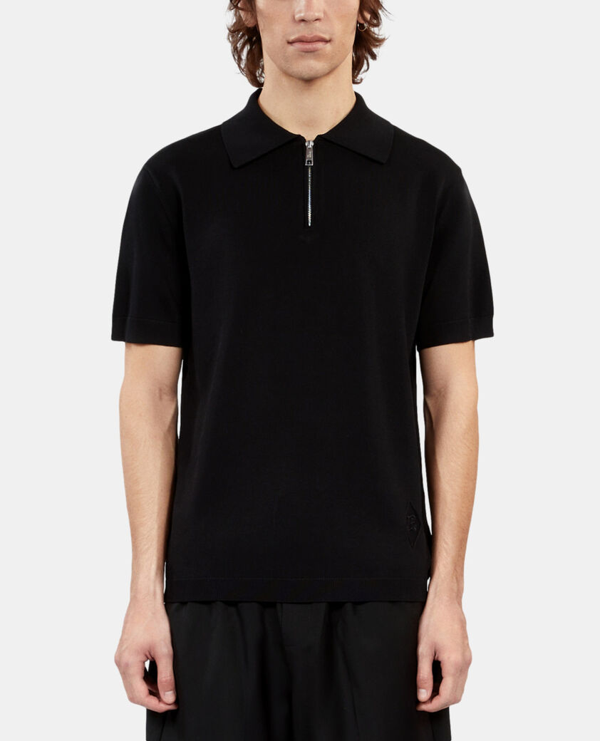 The Kooples HERREN BLACK schwarzes poloshirt aus strick