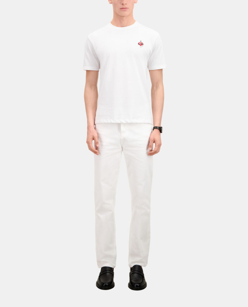 The Kooples HOMME WHITE t-shirt homme blanc avec broderie dagger through heart