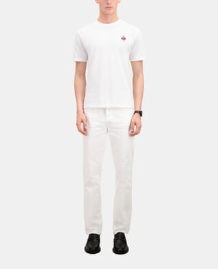 The Kooples H WHITE men's white t-shirt with dagger through heart embroidery