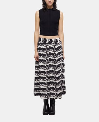 The Kooples FEMME BLACK / WHITE jupe longue imprimée