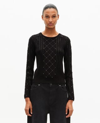 The Kooples FEMME BLACK pull avec strass et perles noir