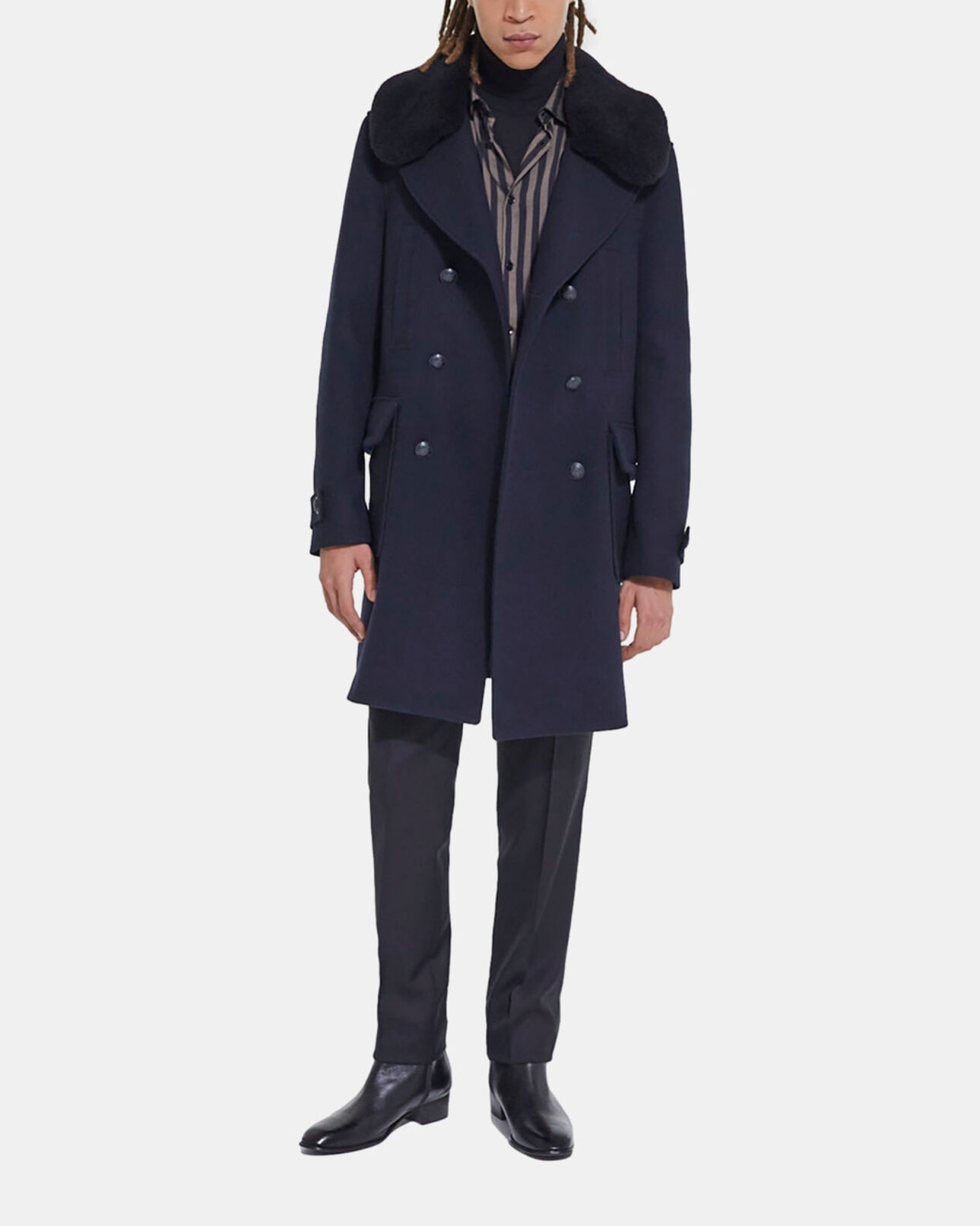 The Kooples HOMME DARK NAVY manteau en laine bleu marine