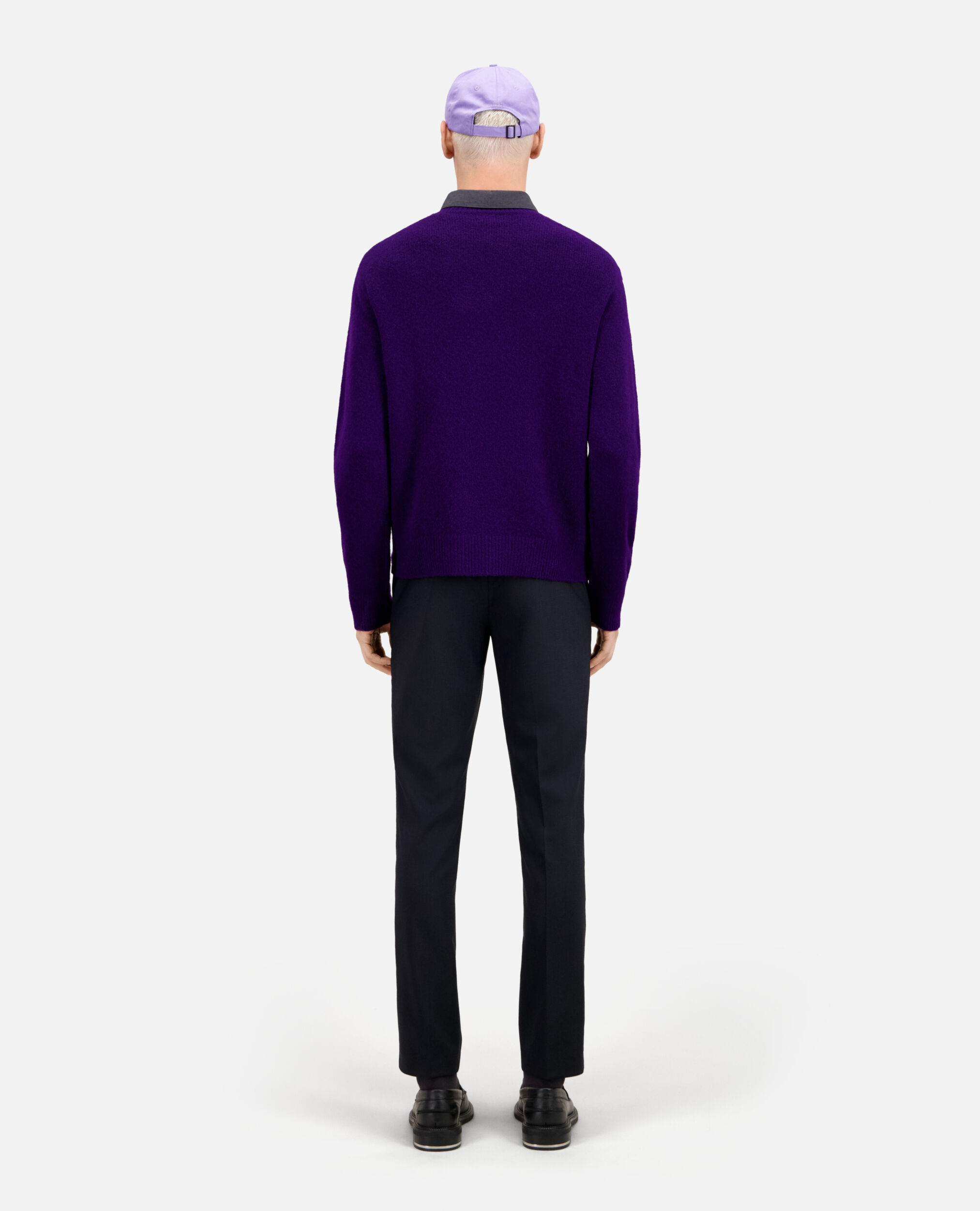 Purple wool and alpaga blend sweater, DARK PURPLE, hi-res image number null
