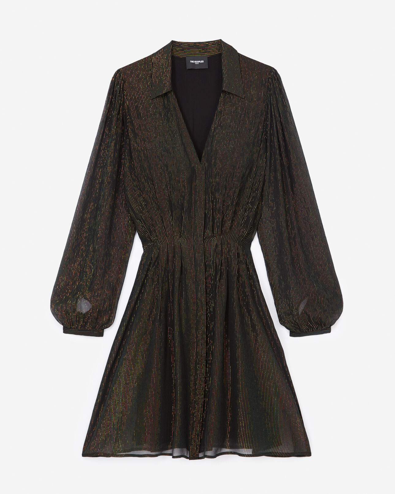 The Kooples DAMEN BLACK kurzes kleid schwarz streifen grün