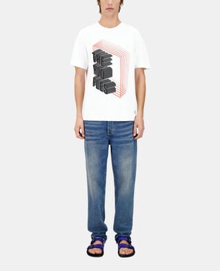 The Kooples MEN WHITE men's white t-shirt with neon logo serigraphy