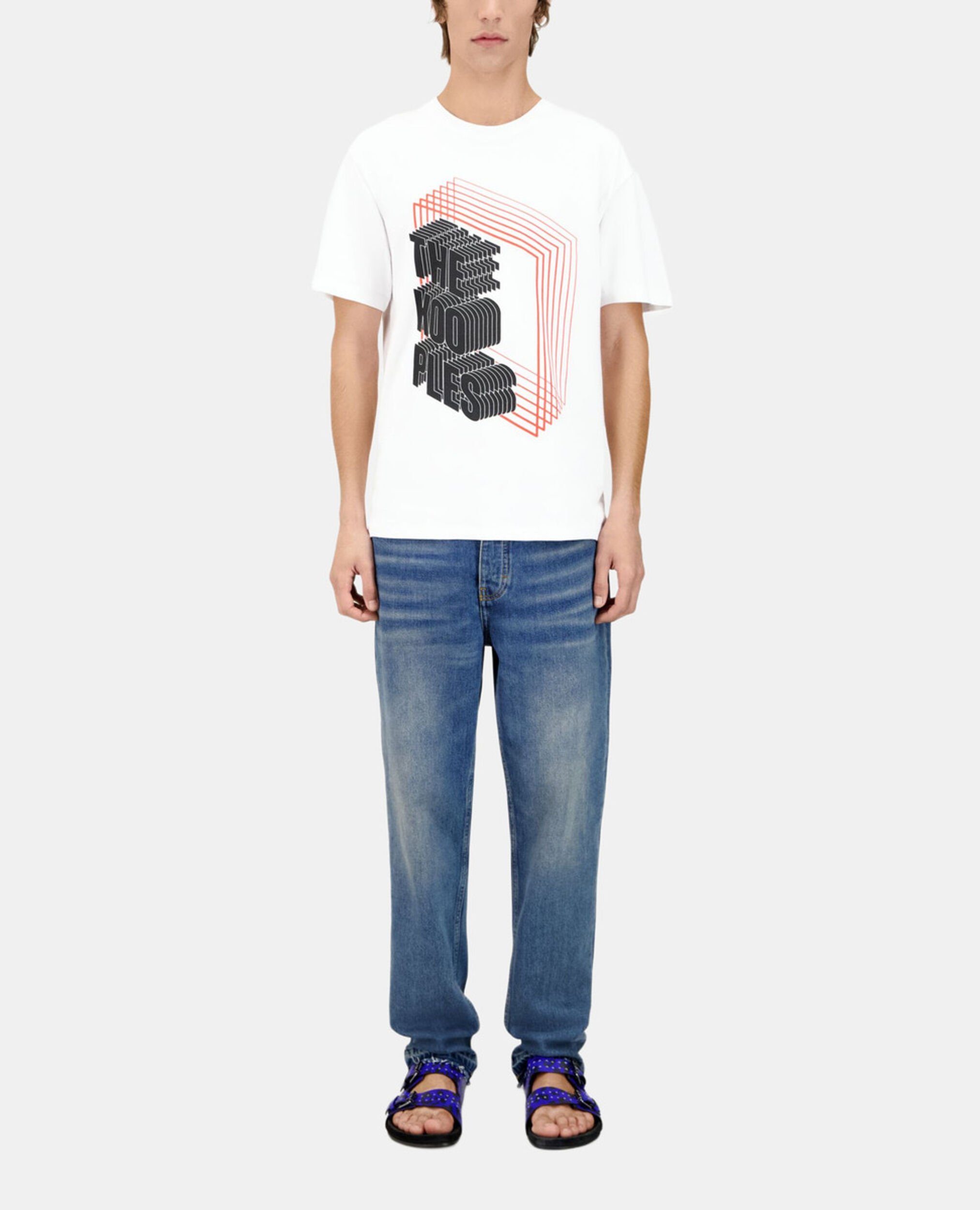 Men's white t-shirt with Neon logo serigraphy, WHITE, hi-res image number null