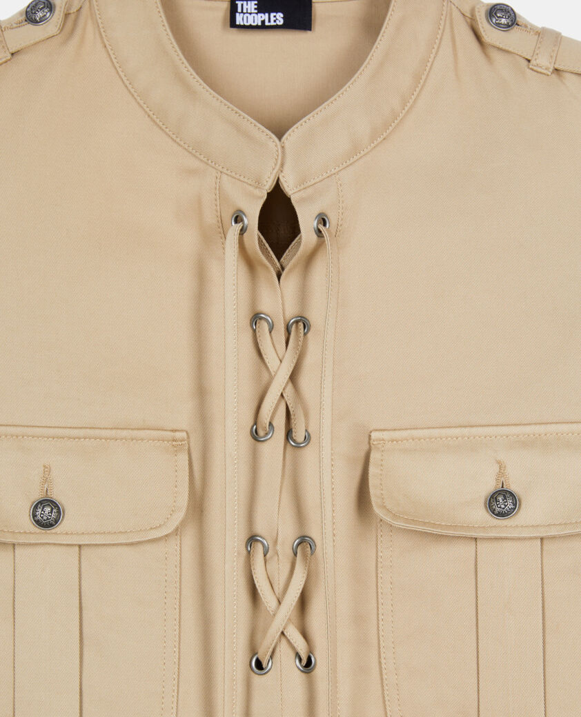 The Kooples WOMEN BEIGE short beige safari dress