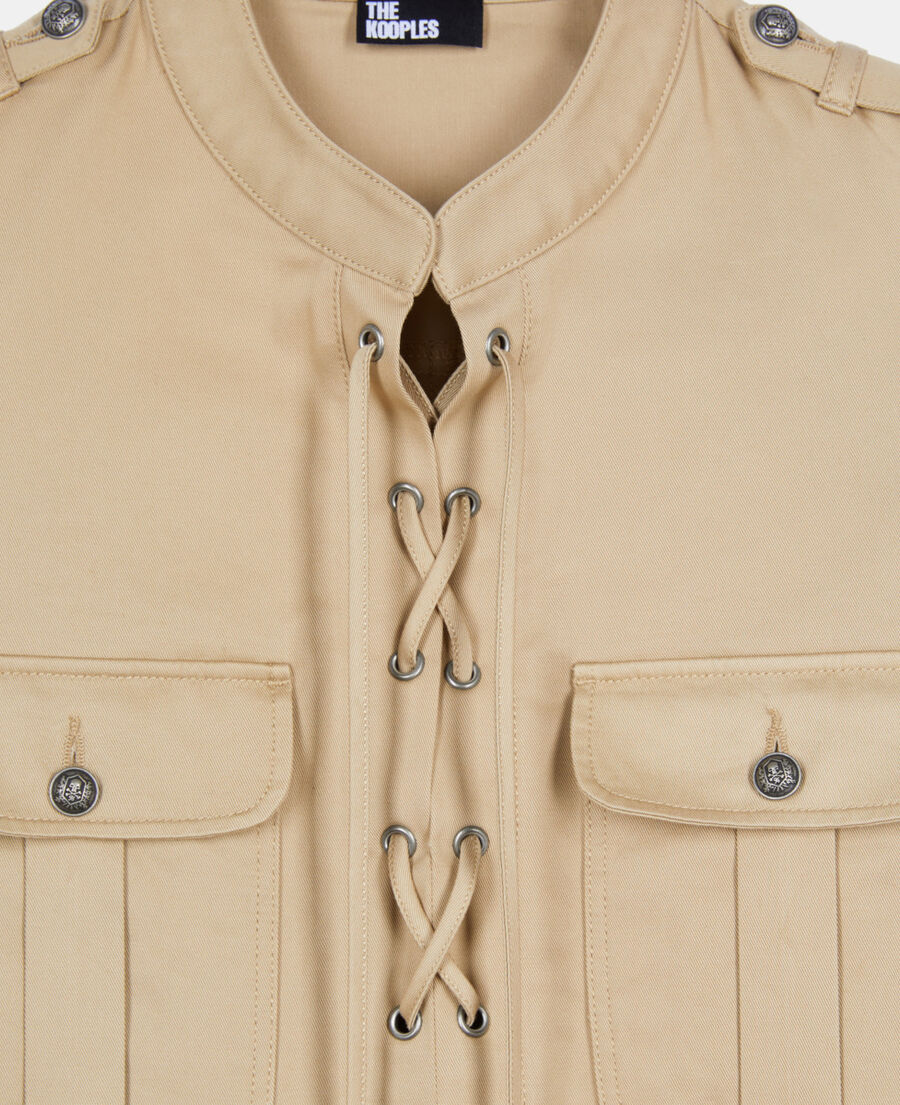 The Kooples FEMME BEIGE robe saharienne courte beige 