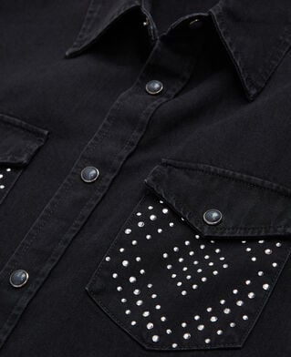The Kooples WOMEN BLACK WASHED black shirt with stud details