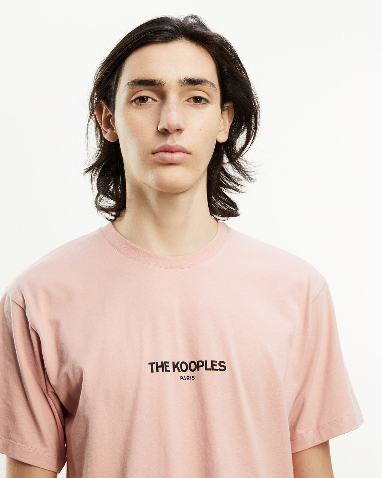 The Kooples HOMME LIGHT PINK t-shirt rose coton à logo imprimé