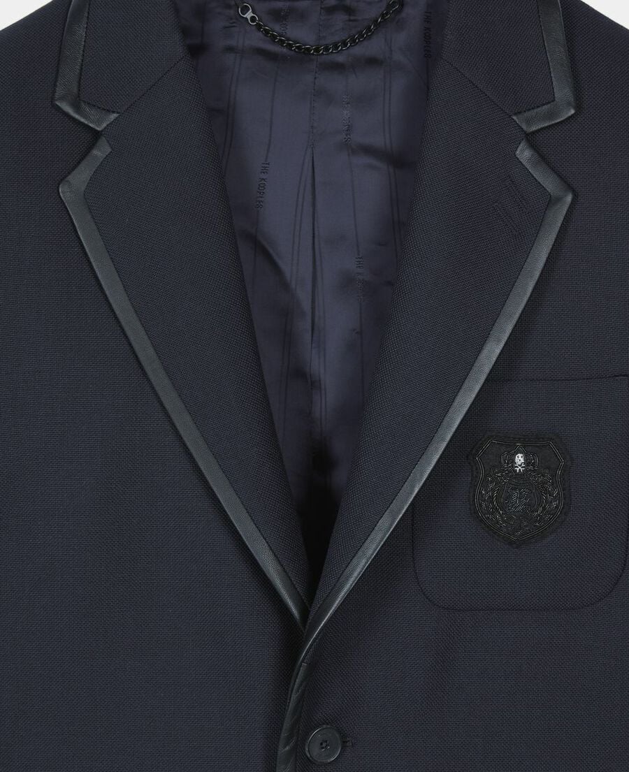 The Kooples HOMME DARK NAVY veste en laine m&eacute;lang&eacute;e bleu marine