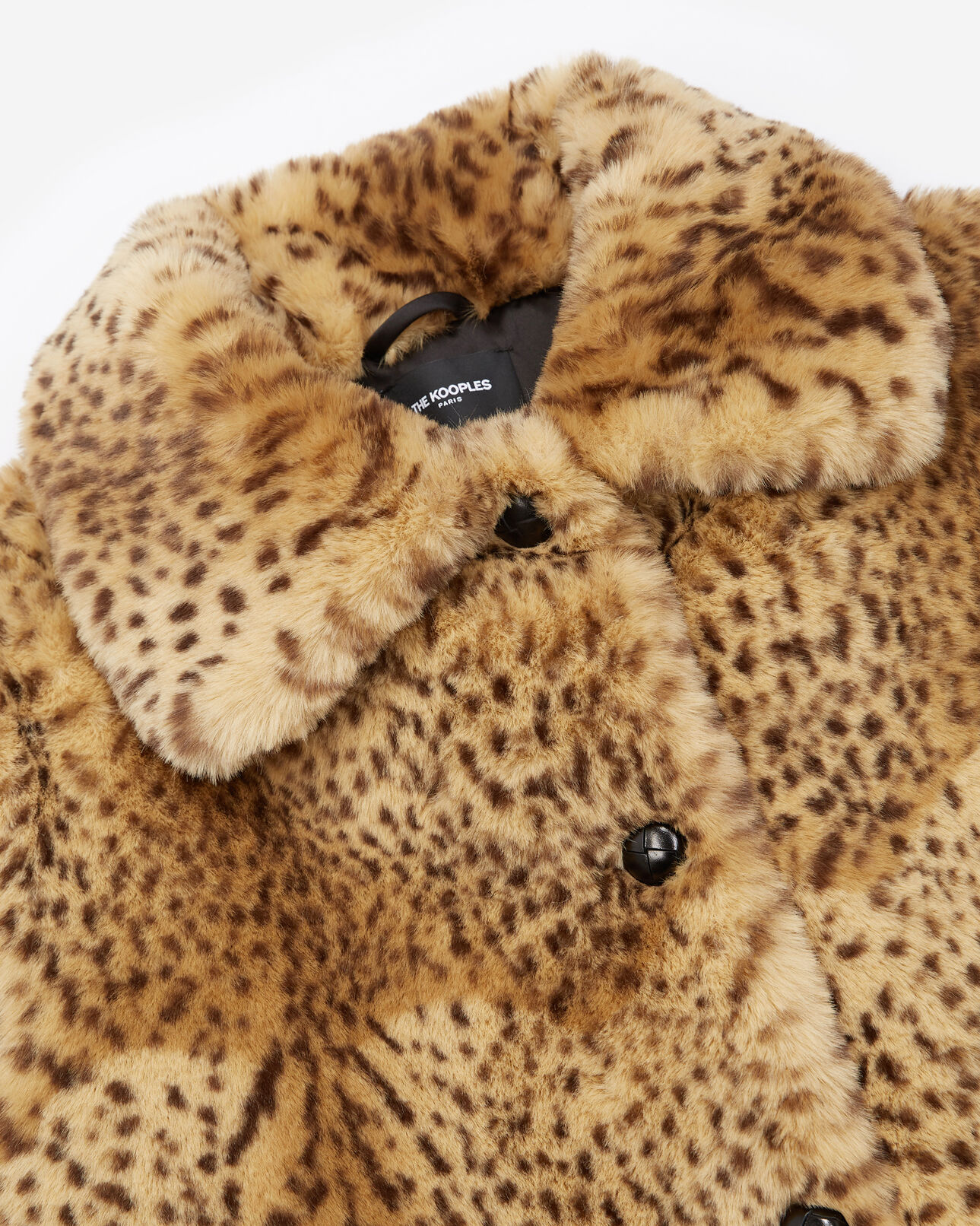 The Kooples WOMEN BROWN faux fur coat with leopard print