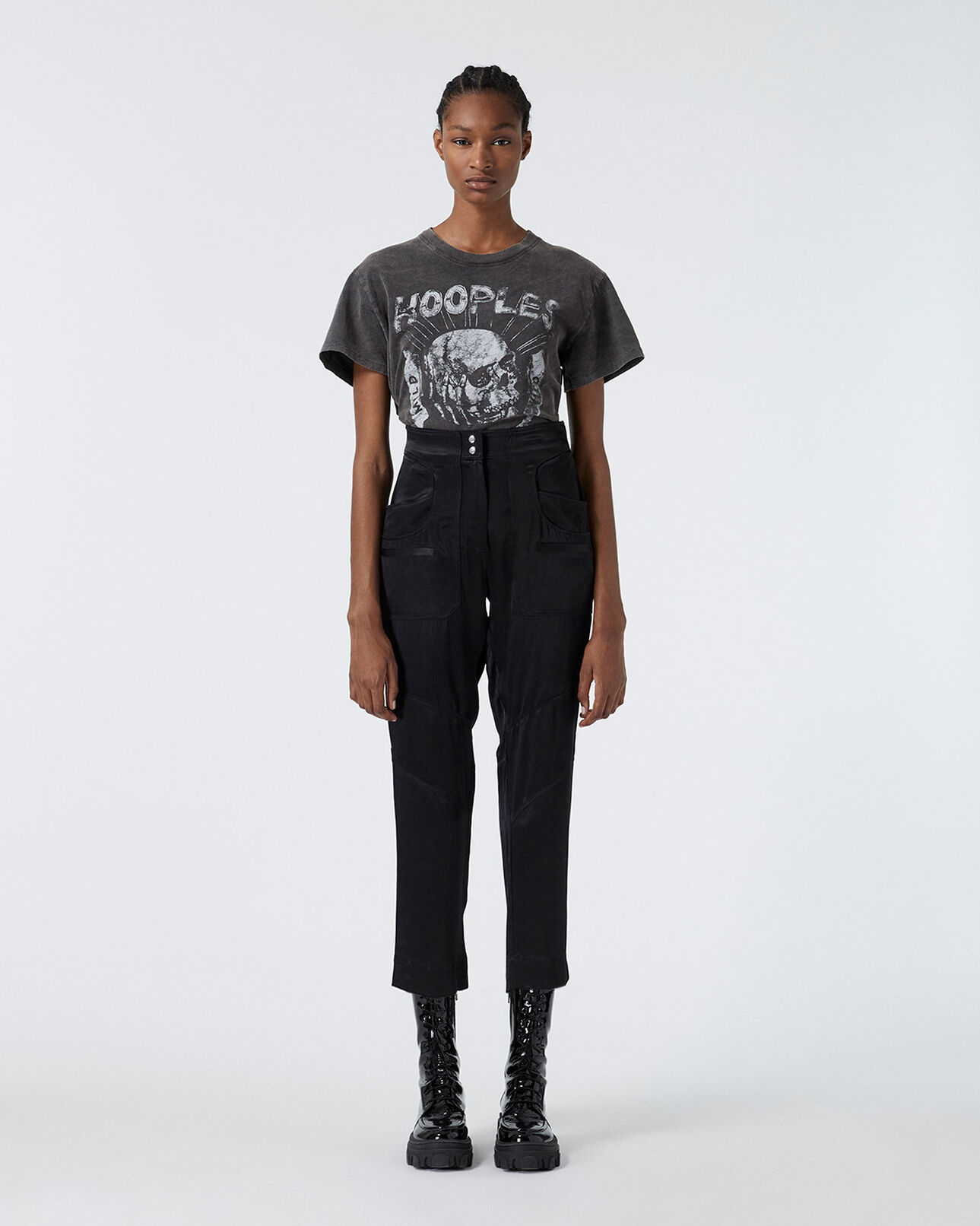 The Kooples FEMME BLACK pantalon type cargo à poches