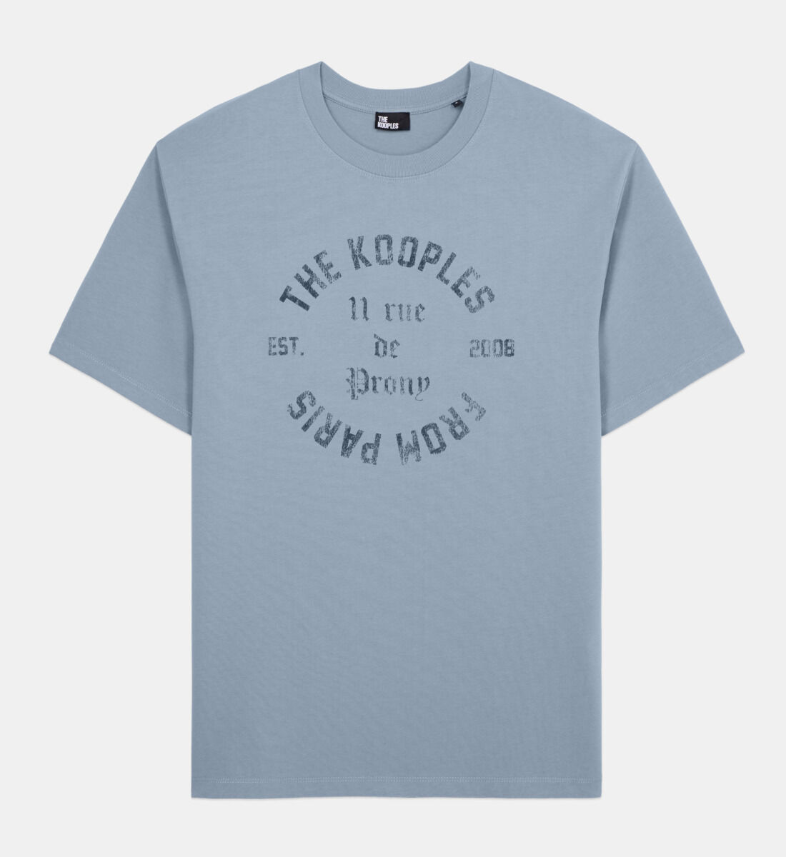 T shirt Homme bleu clair avec s rigraphie 11 Rue de Prony The