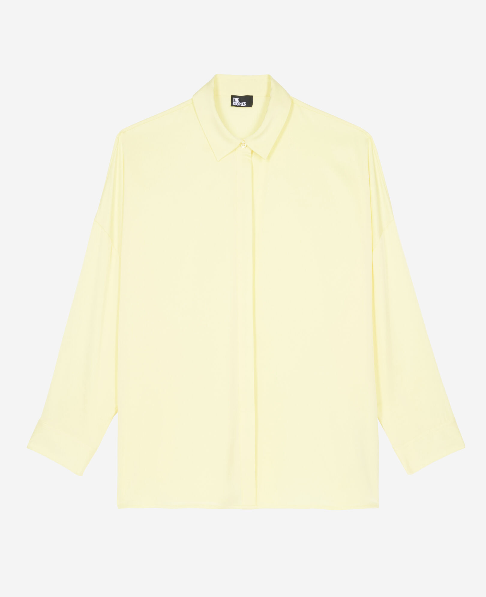The Kooples WOMEN LIGHT YELLOW loose fit yellow silk shirt
