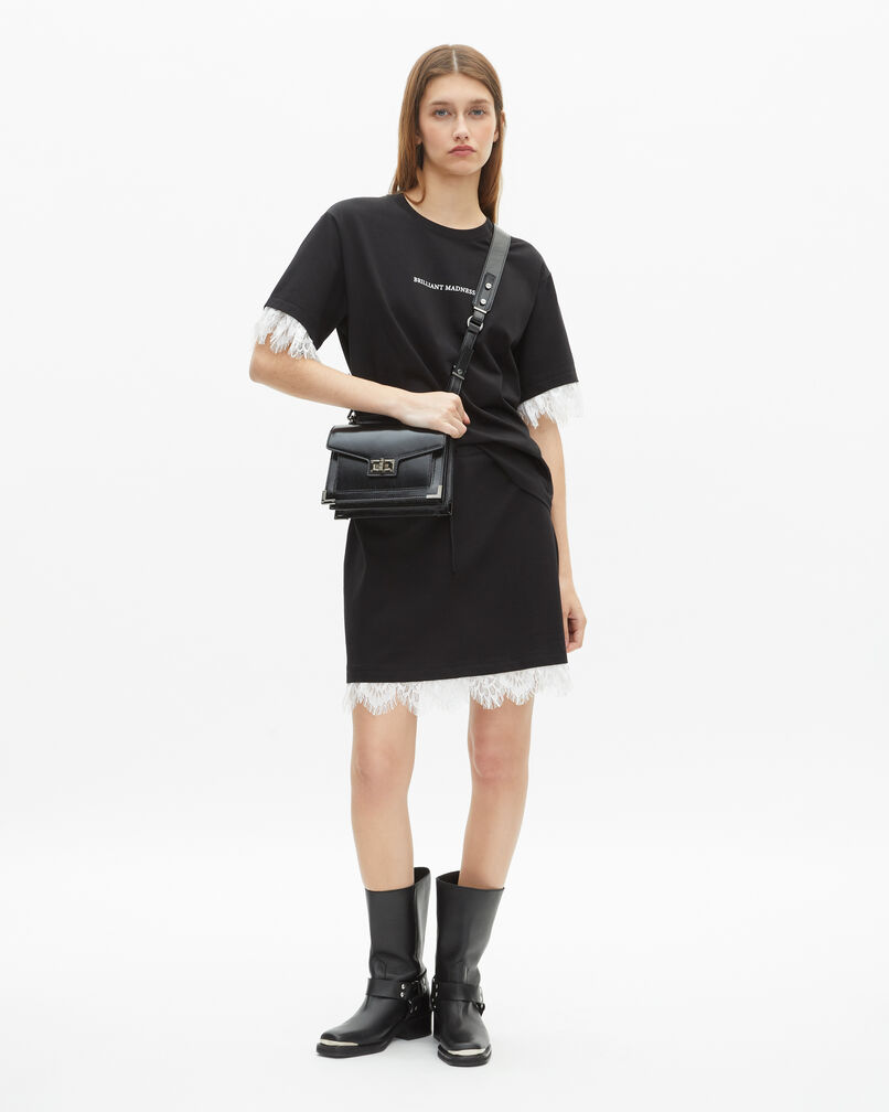 The Kooples WOMEN BLACK short skirt with black lace