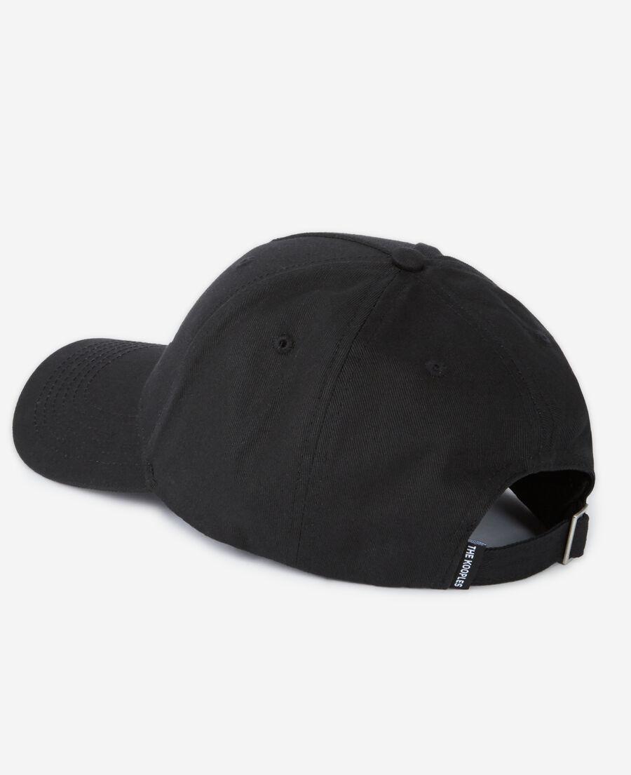 black cotton cap with white logo
