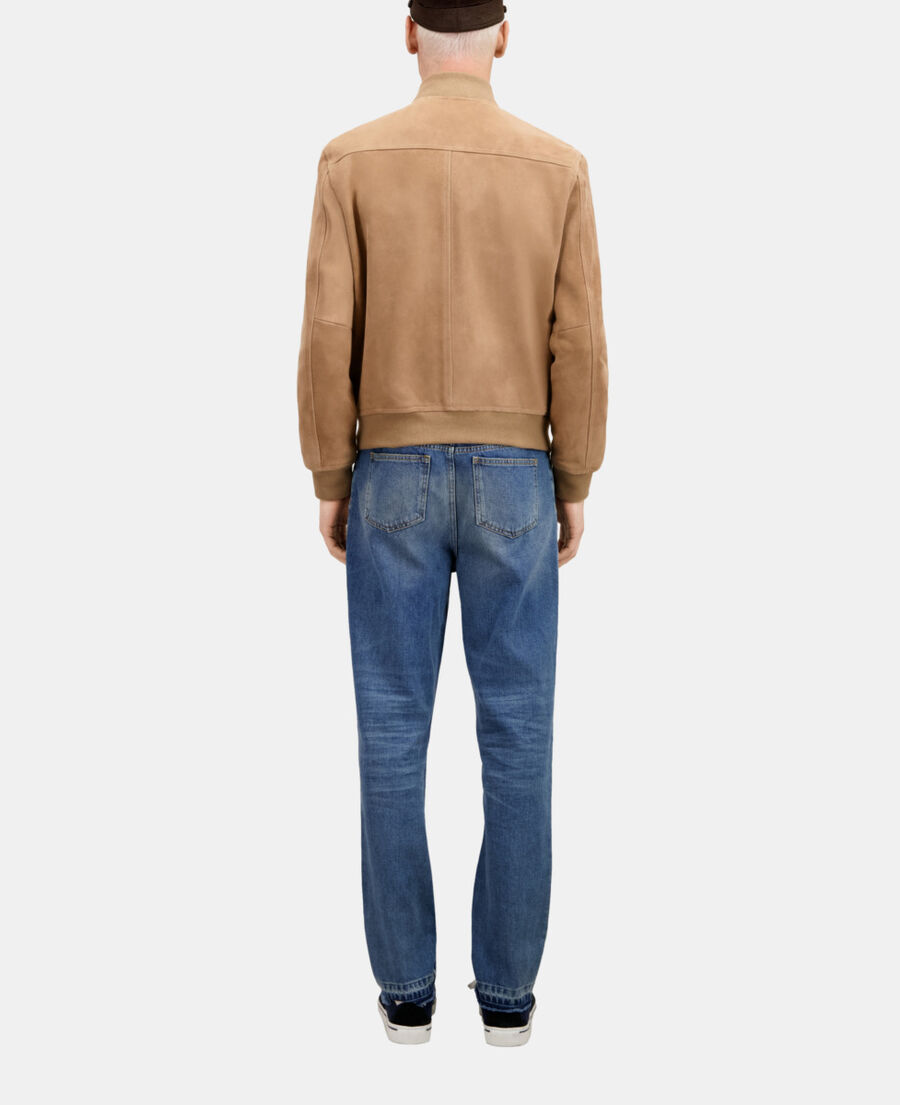 The Kooples HOMME BEIGE blouson avec zip en cuir suède beige