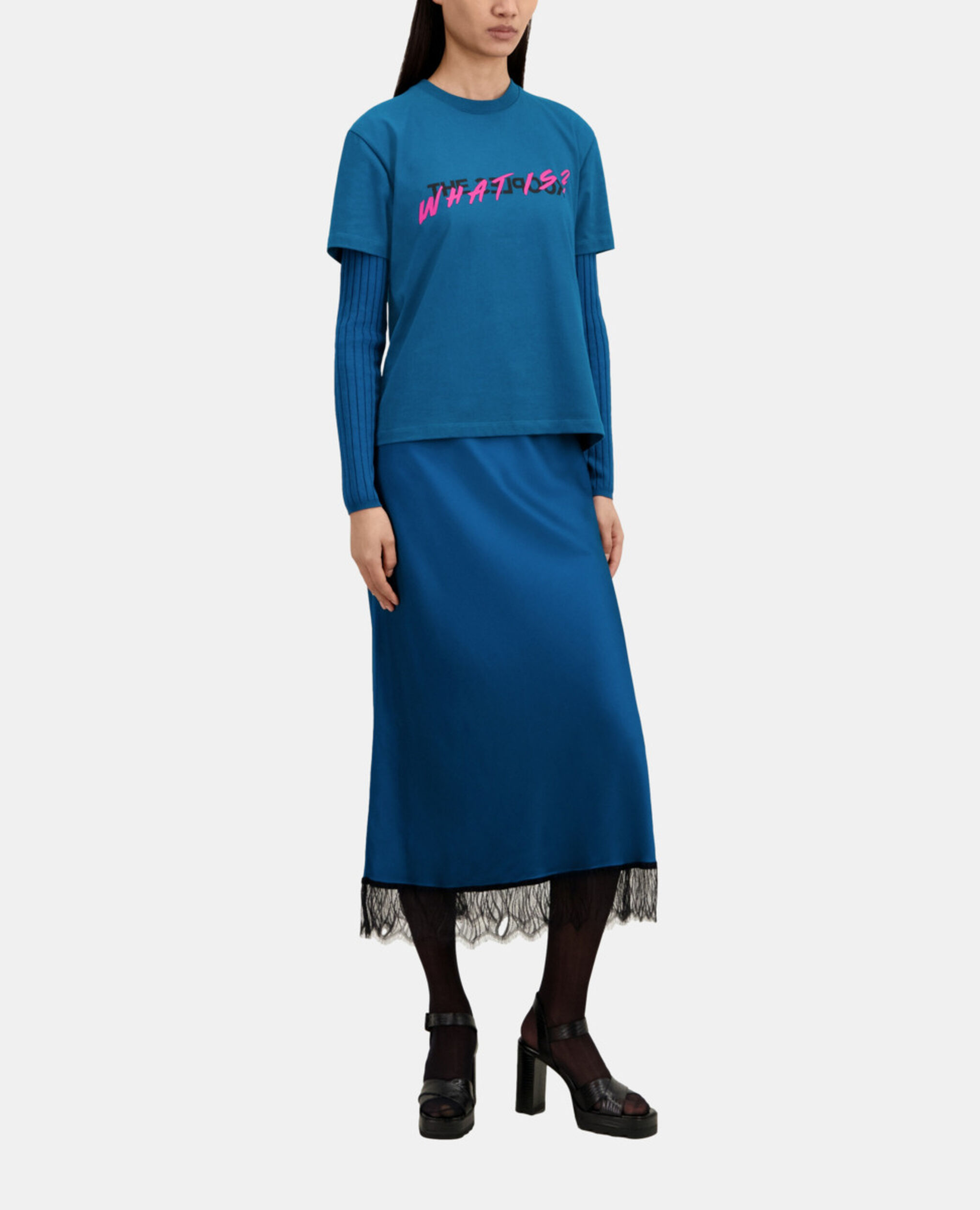 Women's blue what is t-shirt, MEDIUM BLUE, hi-res image number null