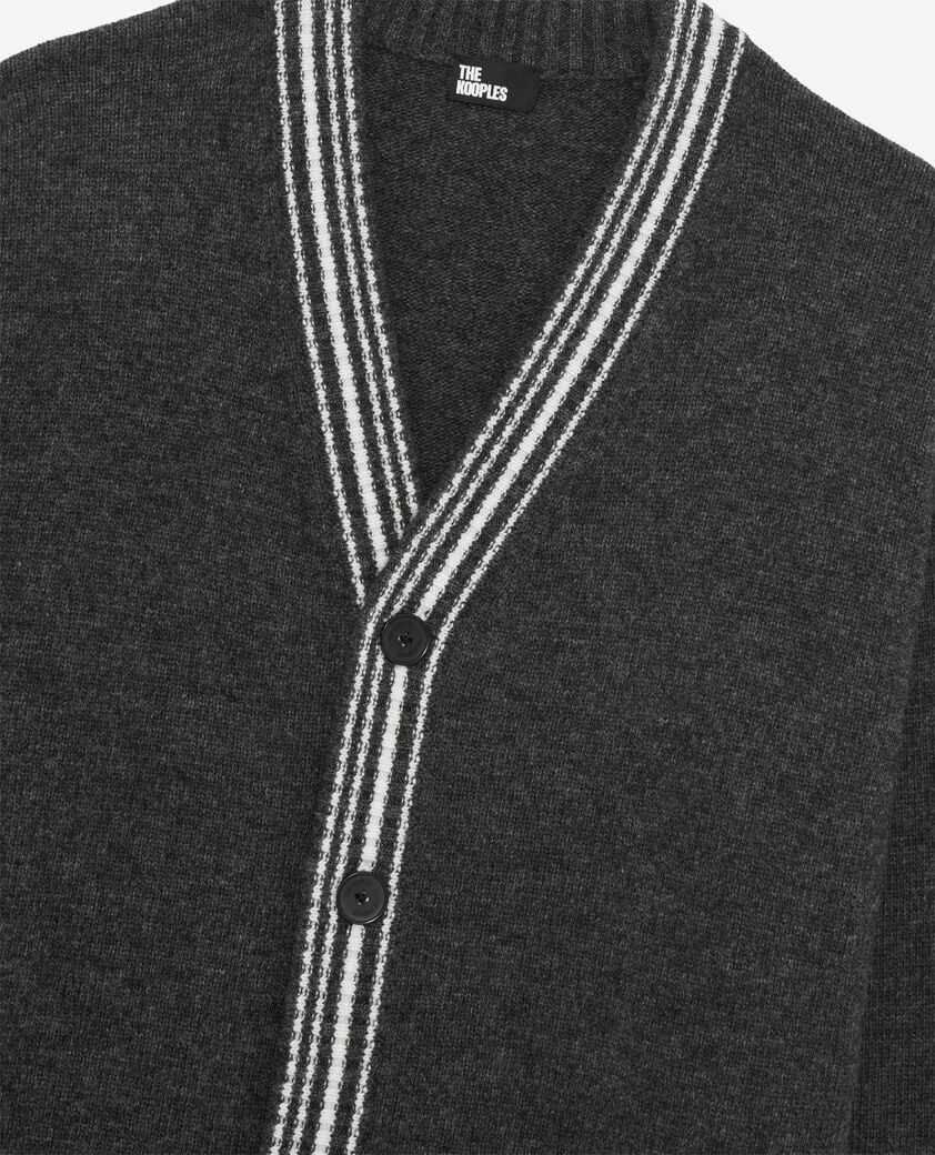 The Kooples HOMME GREY cardigan en laine à rayures contrastées gris