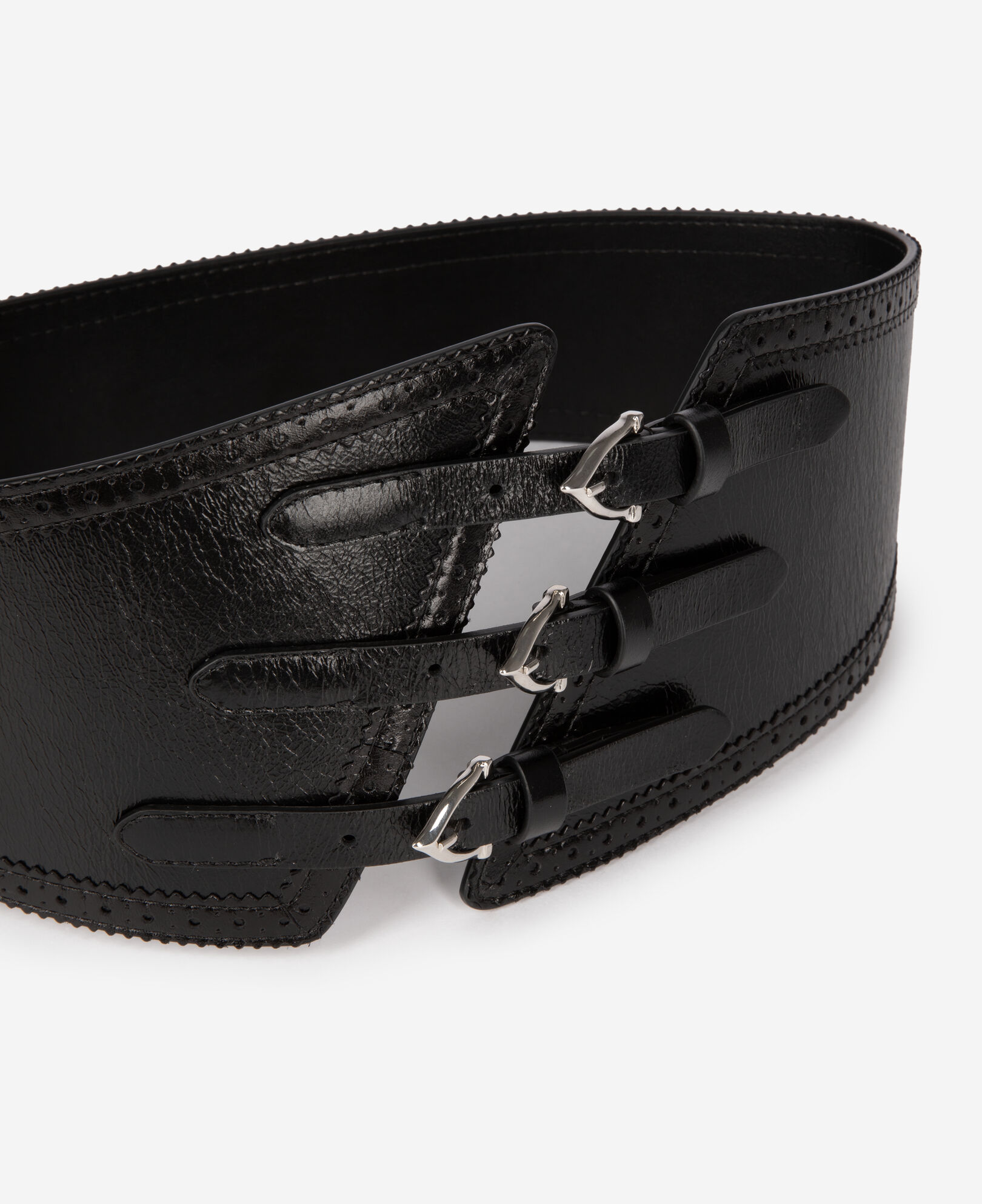 The Kooples FEMME BLACK ceinture corset en cuir noir avec boucles
