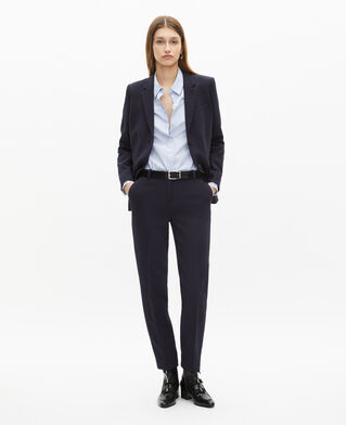 The Kooples FEMME DARK NAVY veste tailleur en crêpe coupe structurée bleu marine 