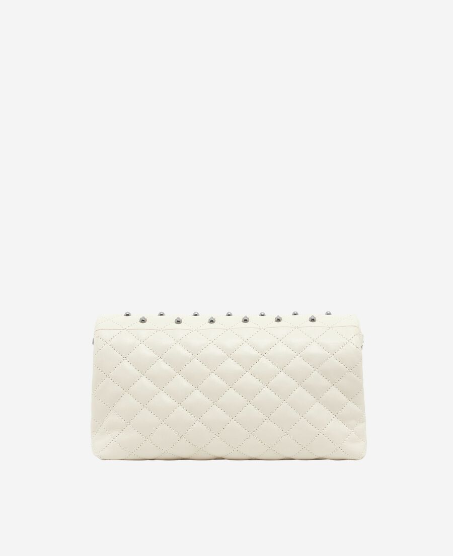 The Kooples F CREAM heritage small clutch bag in ecru leather