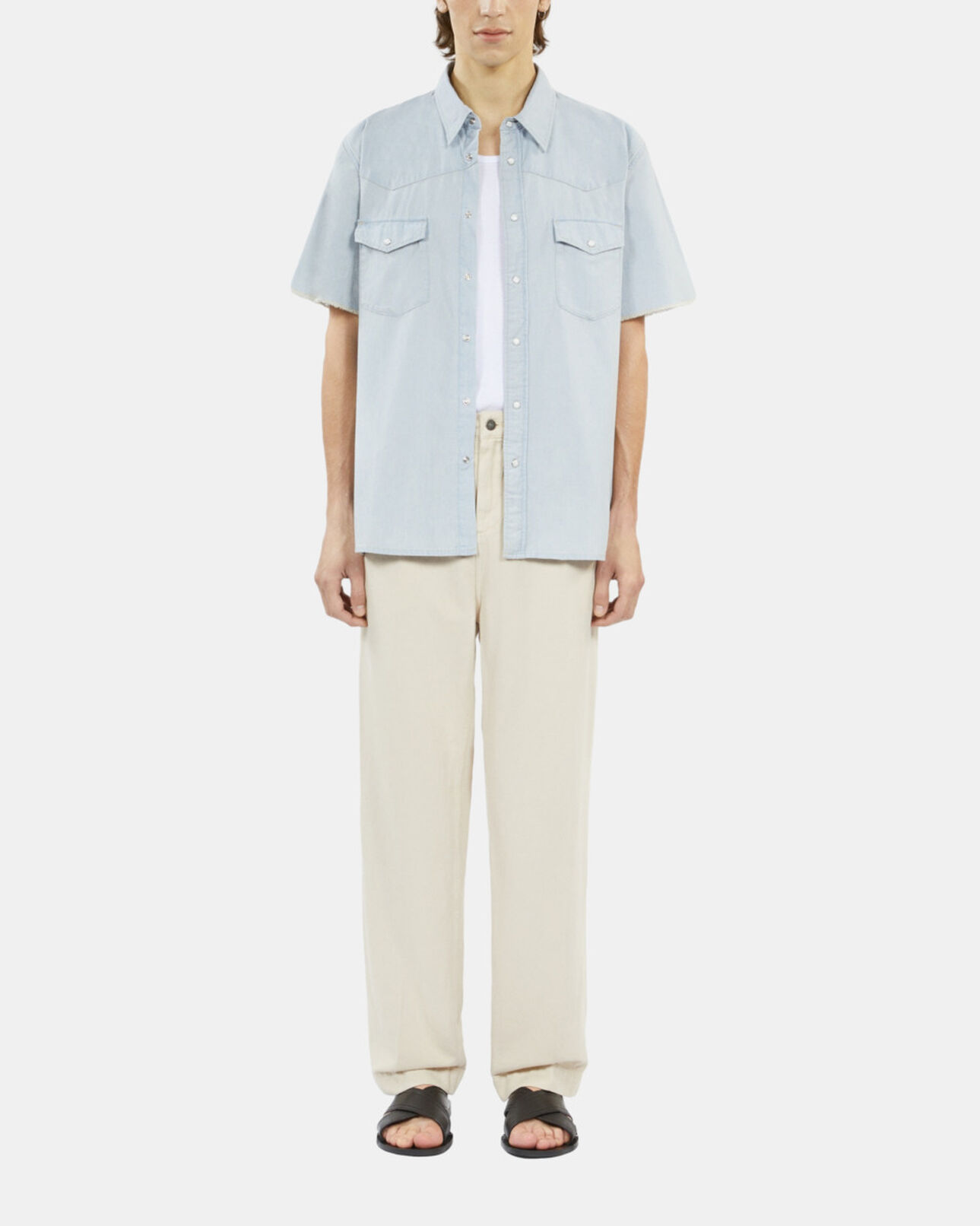 The Kooples H LIGHT BLUE short-sleeved denim shirt