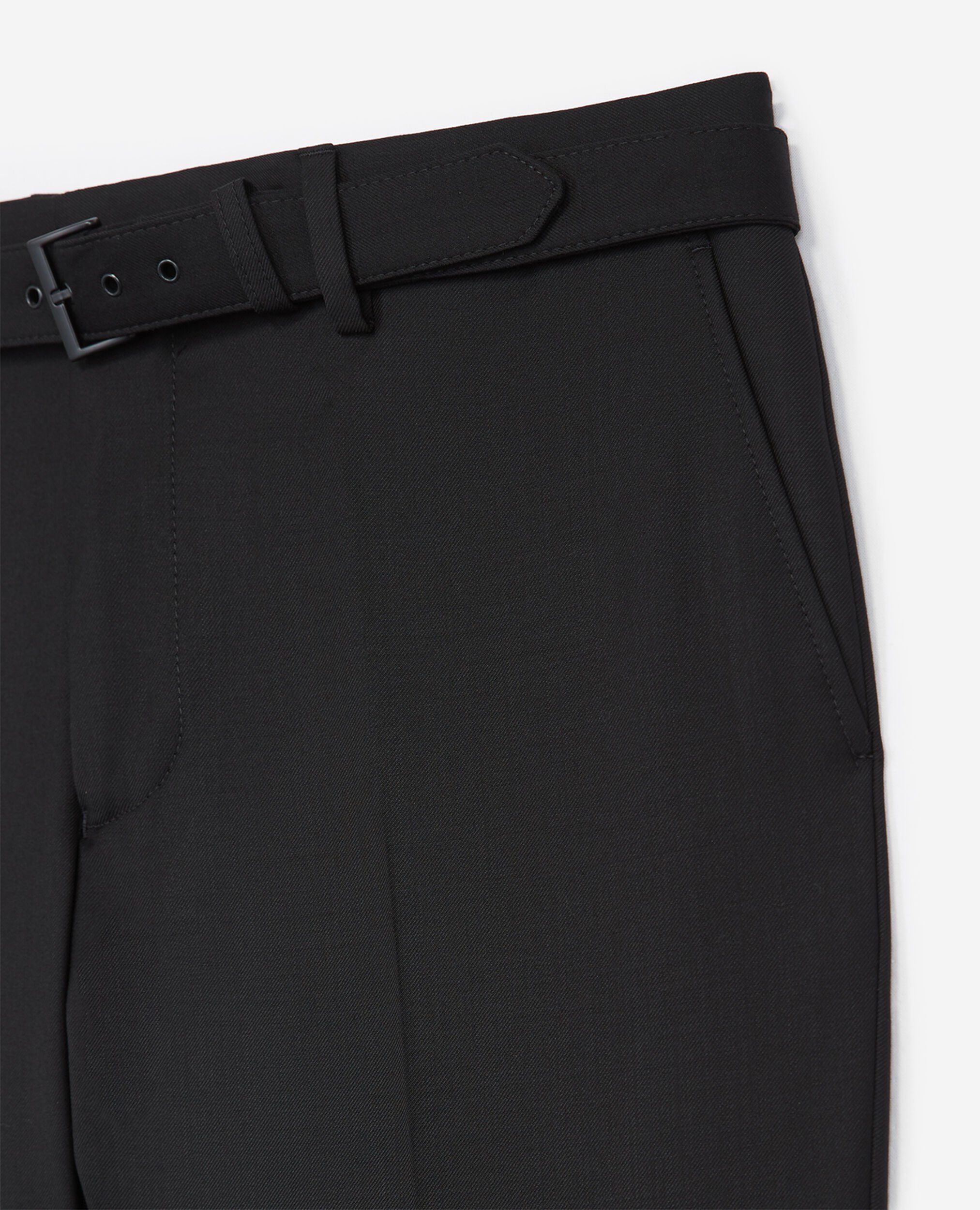 Black wool fitted suit trousers, BLACK, hi-res image number null