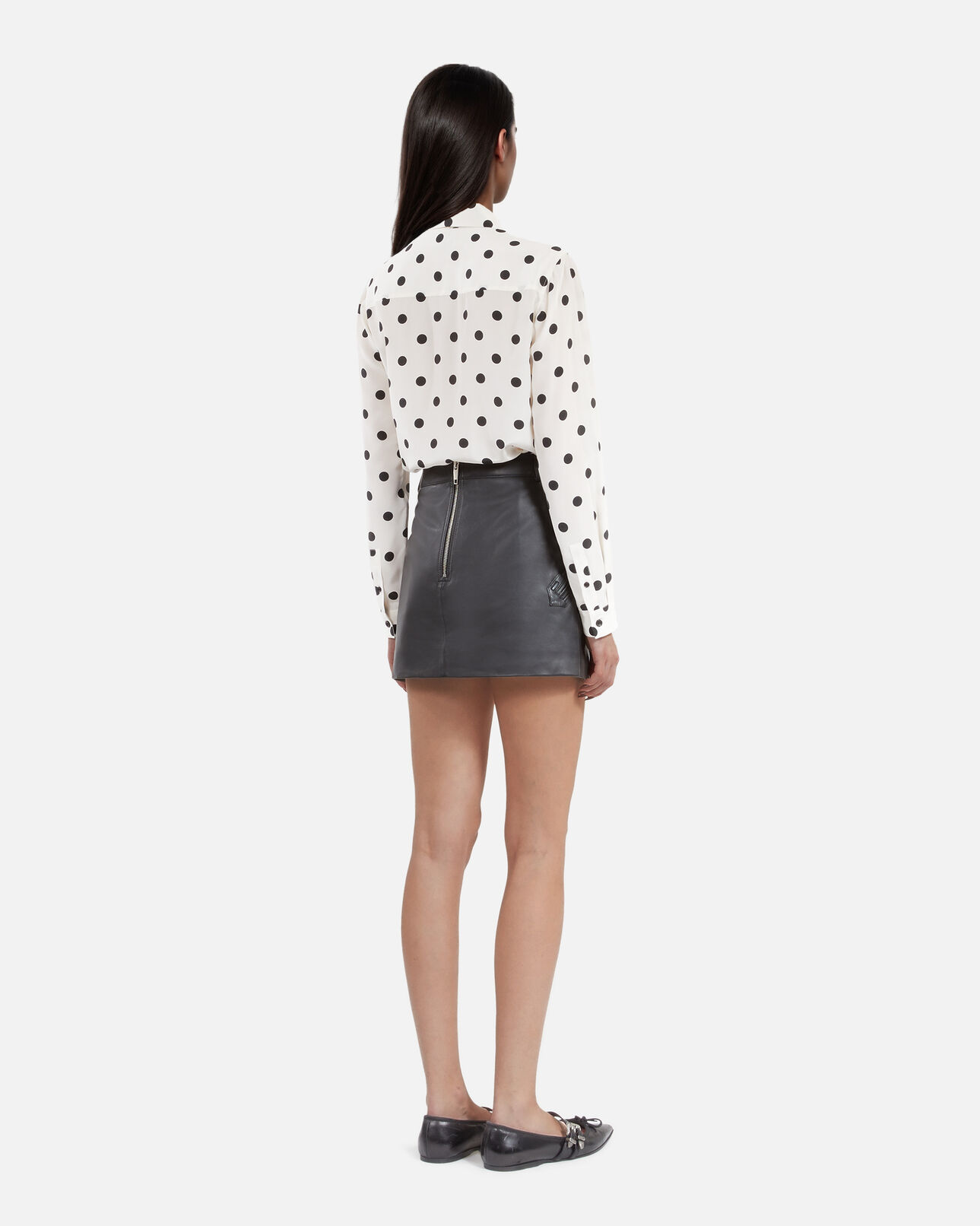 The Kooples FEMME BLACK STONE jupe courte en cuir noir