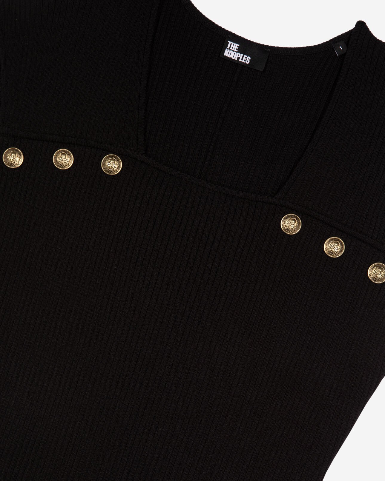 The Kooples FEMME BLACK robe longue en maille côtelée noire