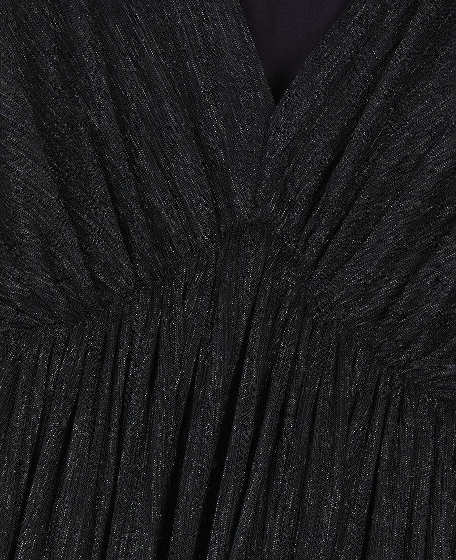 The Kooples FEMME BLACK robe longue en jersey m&eacute;tallis&eacute; noir