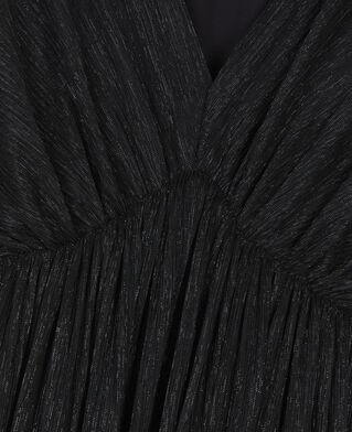 The Kooples FEMME BLACK robe longue en jersey m&eacute;tallis&eacute; noir