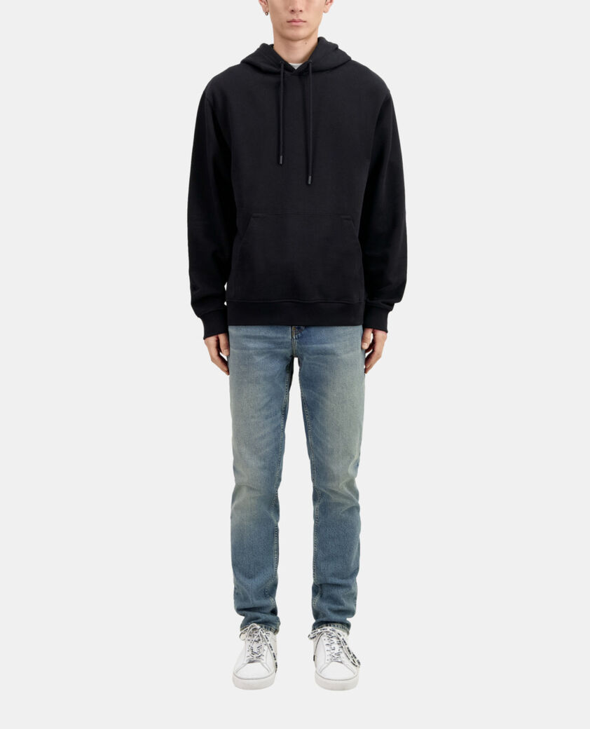 The Kooples HERREN BLACK schwarzes kapuzensweatshirt mit siebdruck