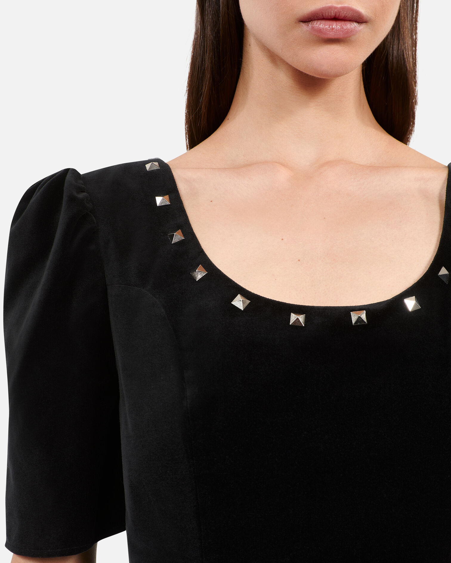 Short black velvet dress, BLACK, hi-res image number null