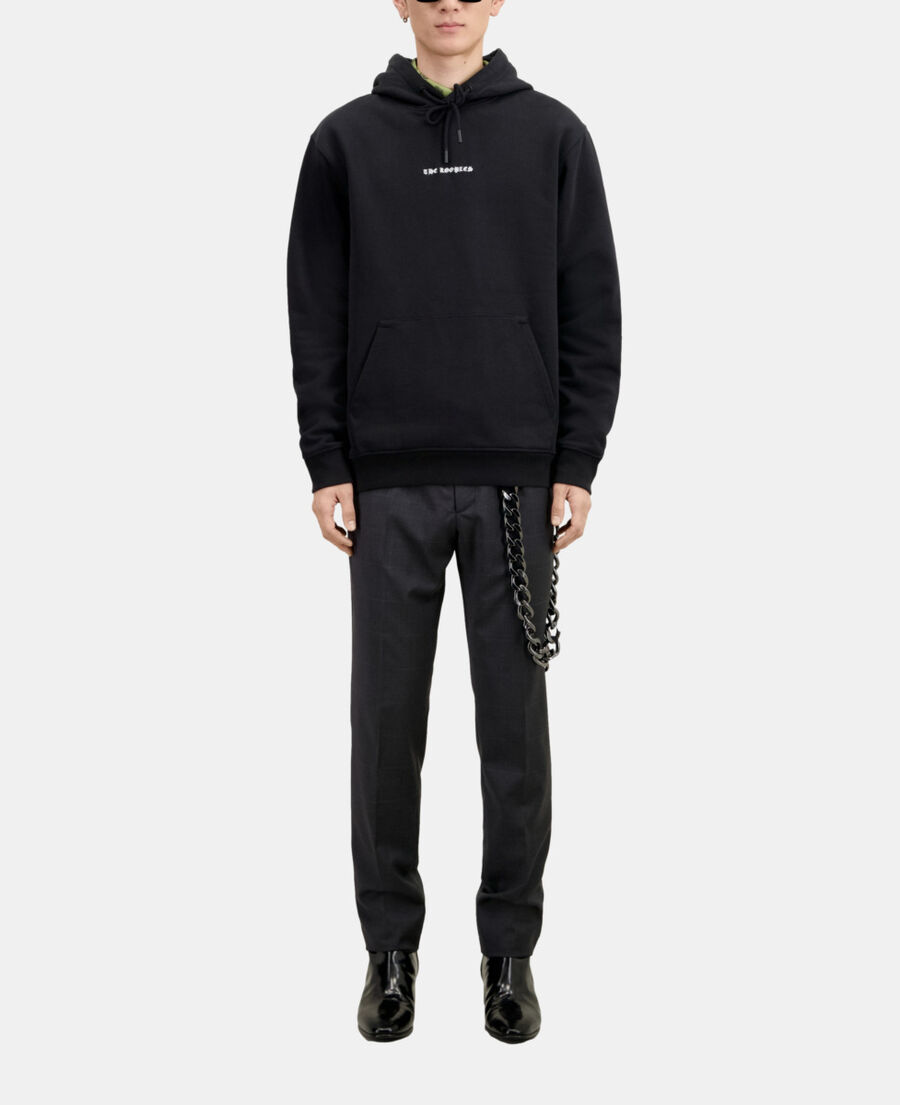 The Kooples HOMME BLACK sweatshirt &agrave; capuche avec s&eacute;rigraphie noir