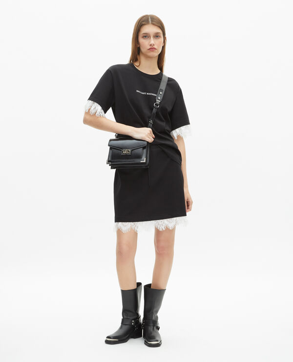 The Kooples FEMME BLACK jupe courte avec dentelle noire