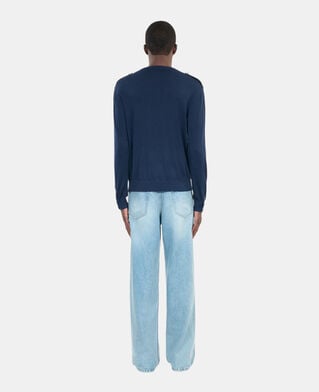 The Kooples HOMME DARK BLUE pull en laine mérinos bleue