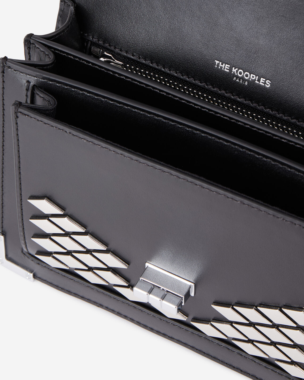 The Kooples WOMEN BLACK emily small bag in black leather with studs
