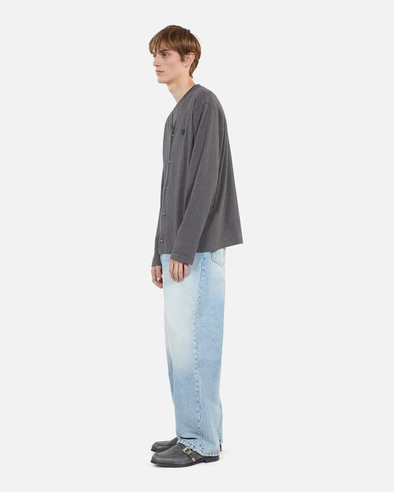The Kooples MEN ANTHRACITE MELANGE grey cotton cardigan