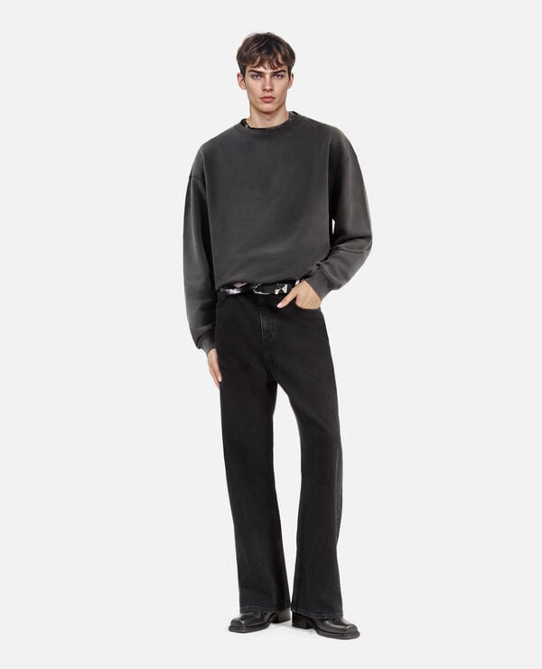 The Kooples MEN BLACK WASHED sweatshirt with faded black screen print