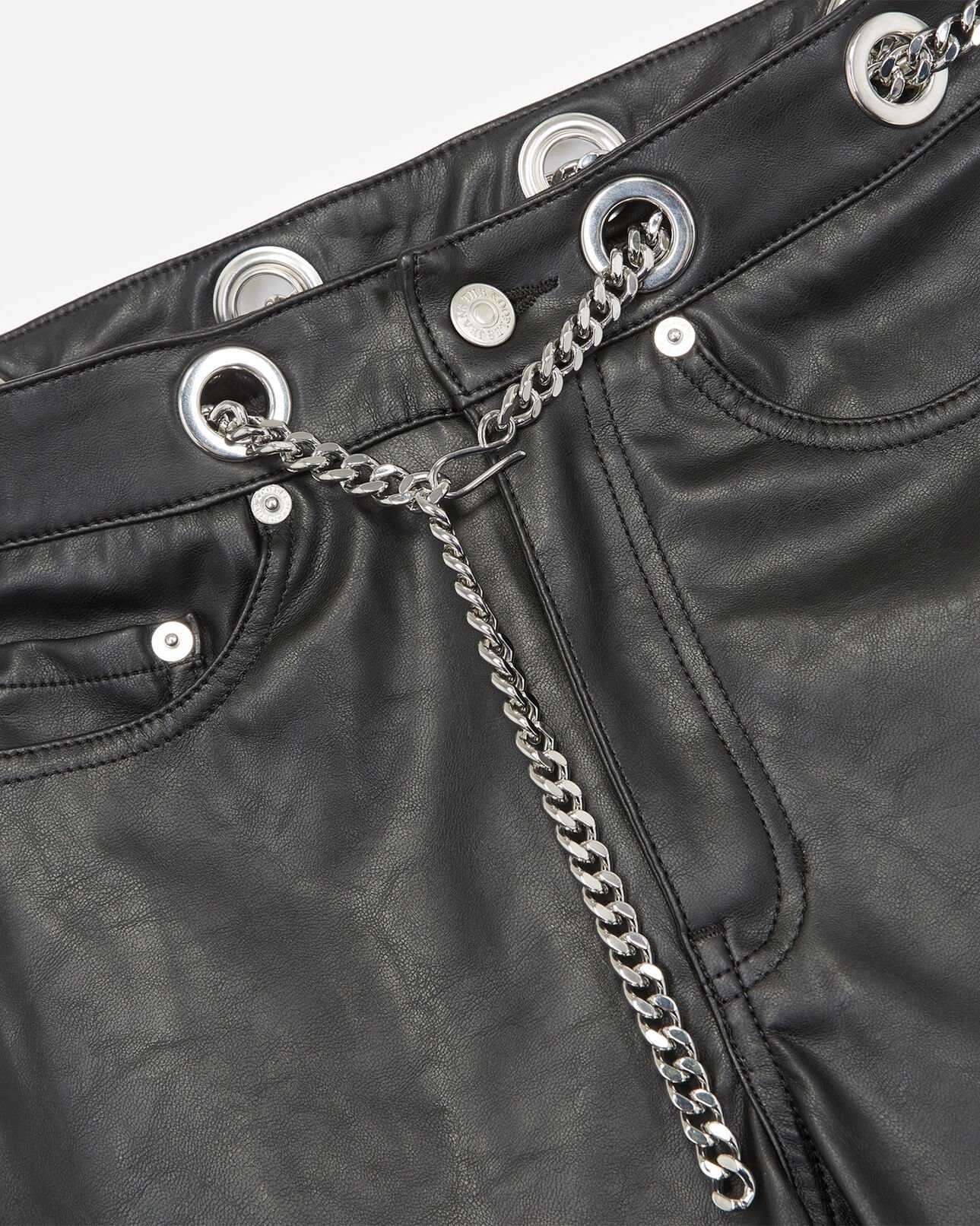 The Kooples WOMEN BLACK leather-effect slim fit black jeans, eyelets