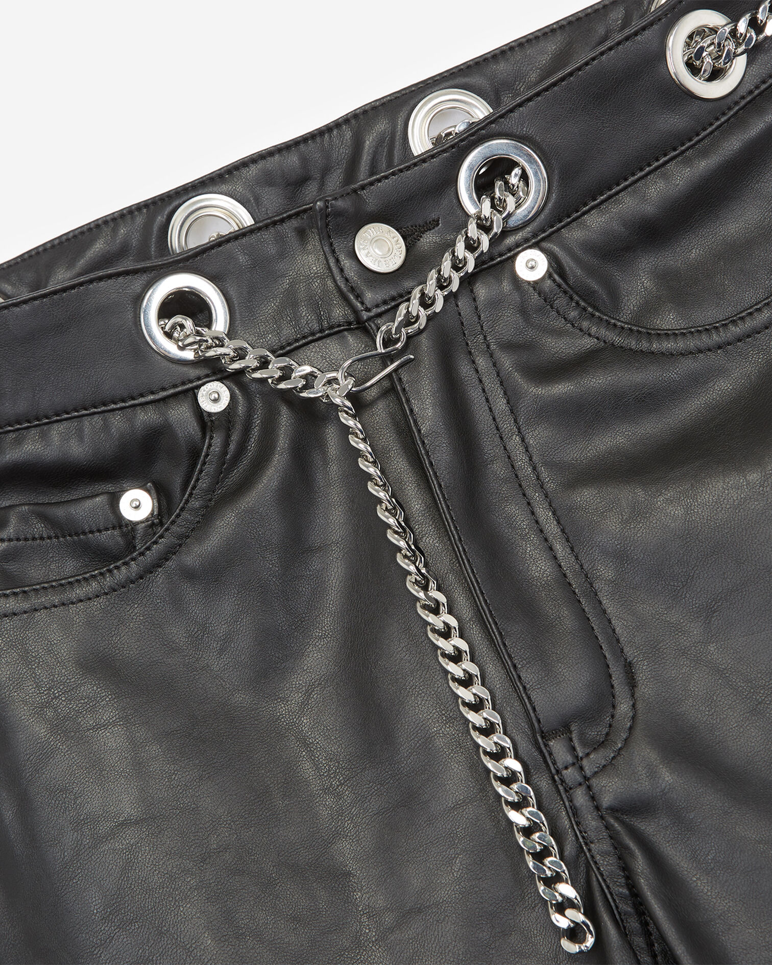 Leather-effect slim fit black jeans, eyelets, BLACK, hi-res image number null