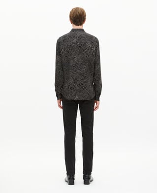 The Kooples HERREN BLACK WHITE hemd mit mikro-punkte-print weiß und schwarz