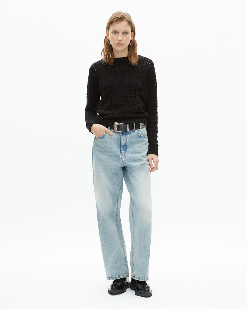 The Kooples FEMME BLACK pull ajouré en coton mélangé noir