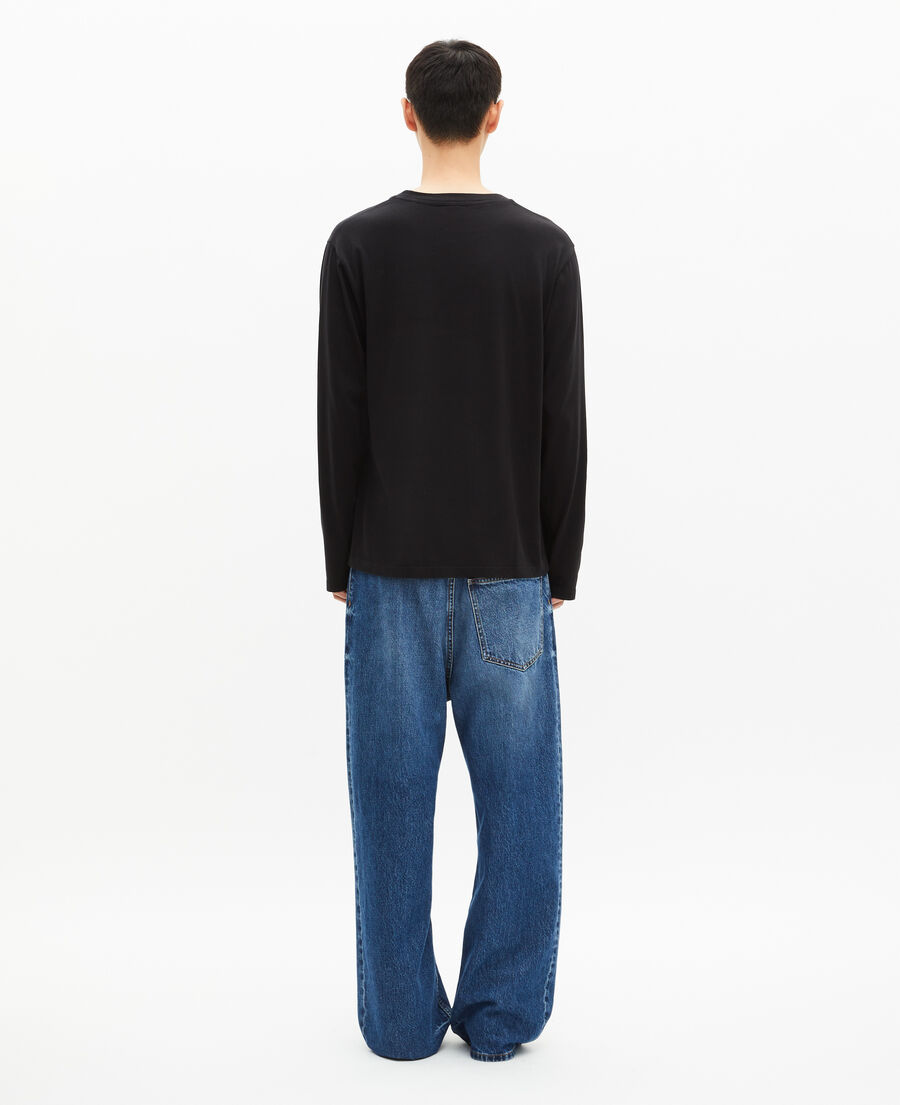 The Kooples MEN BLACK WASHED long-sleeved t-shirt with black screen printing