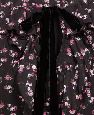 The Kooples FEMME BLACK robe courte &agrave; volants imprim&eacute; fleuri